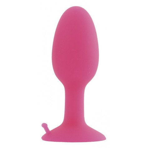 Розовая анальная втулка POPO Pleasure со стальным шариком внутри - 7 см.