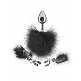Набор Feather Nipple Clamps & Butt Plug: зажимы на соски и анальная пробка с пёрышками