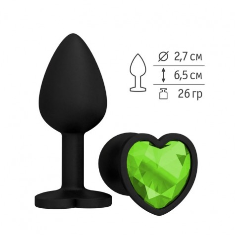 Черная силиконовая пробка с салатовым кристаллом - 7,3 см.