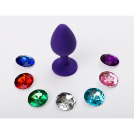 Фиолетовая силиконовая пробка с 7 сменными кристаллами - 8,2 см.